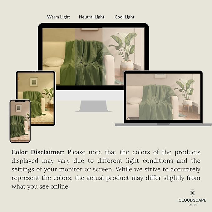 Soft 4 Layer Muslin Blanket Twin Size, 100% Cotton Blanket for Couch, Bed, Sofa, Pre-Washed Gauze, Best for Summer, 68x92, Olive Green