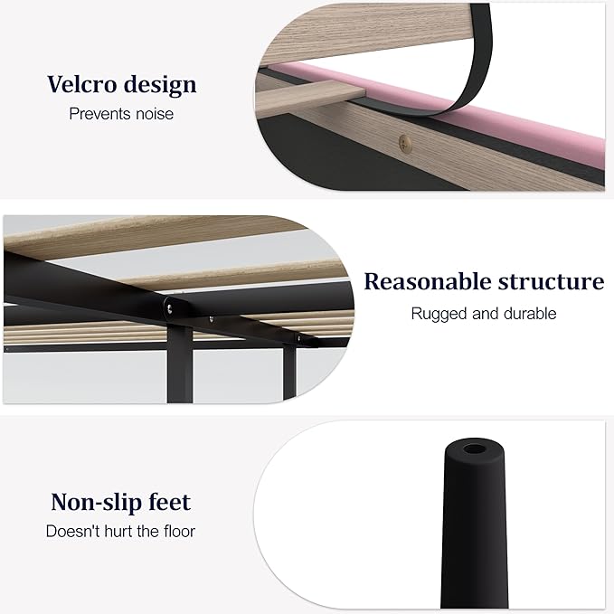 Queen Size Bed Frame, Queen Platform Bed Frame with Velvet Upholstered Headboard, Geometric Pattern, Sturdy Frame and Slats, Noiseless, No Springs Required, Easy to Assemble，Pink