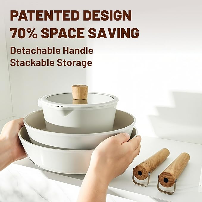 SENSARTE Ceramic Nonstick Cookware Set, Non-toxic Healthy Pots and Pans Set Ceramic Coated Kithchen Cooking Set, Free of Intentionally Added PFAS/PTFE, Dishwasher&Oven Safe Induction Compatible, 13pcs