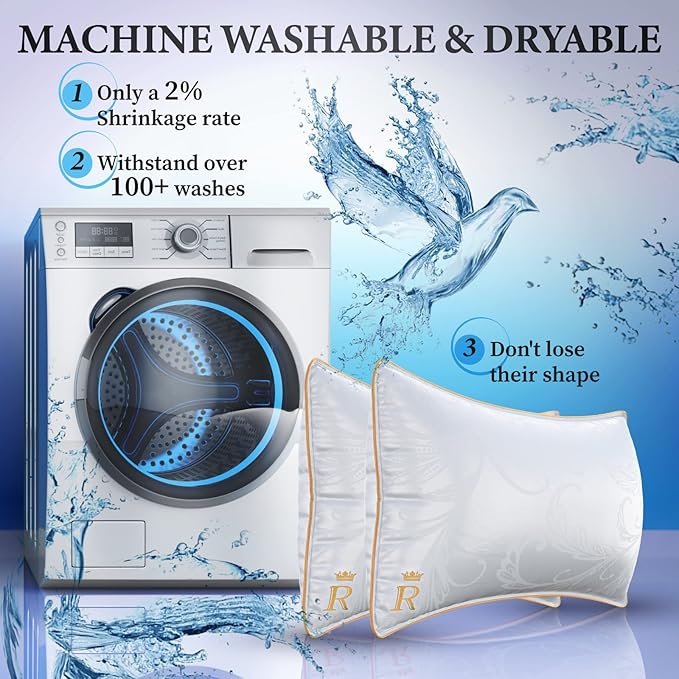 Royal Therapy King White Goose Feathers and Down Pillow, Premium White Bed Sleeping Breathable