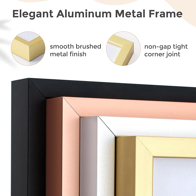 22x28 Metal Picture Frame For Wall With Mat For 18x24, 22''x28'' Aluminum Photo Frames With Tempered Glass For Home Decor, Minimalist Modern Poster Frame Horizontal And Vertical Formats, Gold