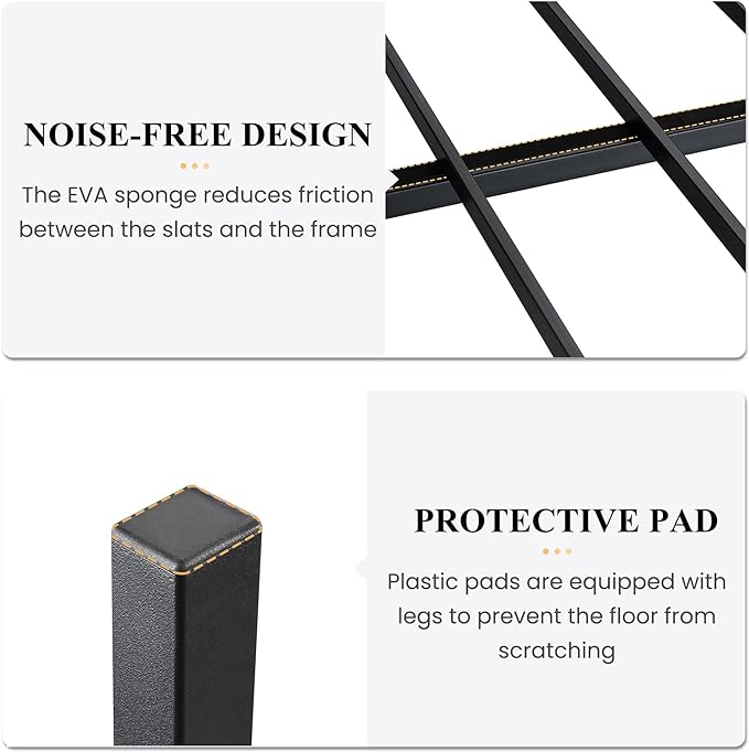 SHA CERLIN 14 Inch Queen Size Metal Platform Bed Frame with Wooden Headboard and Footboard, Mattress Foundation, No Box Spring Needed, Large Under Bed Storage, Non-Slip Without Noise, Mahogany