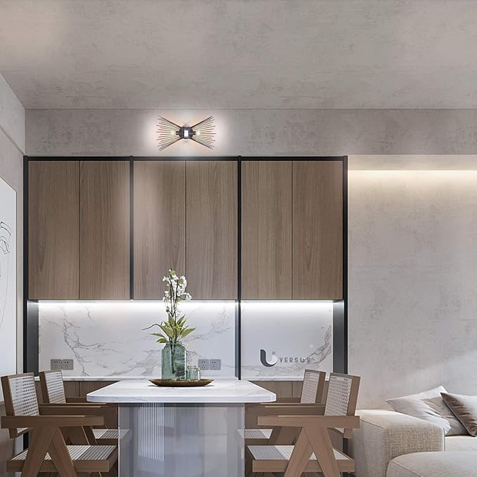 EDISLIVE 2-Bulb Vanity Light Mid-Century Modern Starburst Wall Sconce Lamp Sunburst Sconce Wall Light for Powder Room Bedroom Bathroom