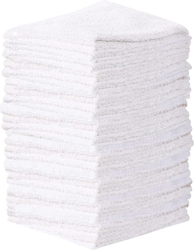 Towel and Linen Mart 100% Cotton - 24 PK Wash Cloth Set - White Color Flannel Face Cloths, Highly Absorbent and Soft Feel Fingertip Towels (White, Pack of 24)