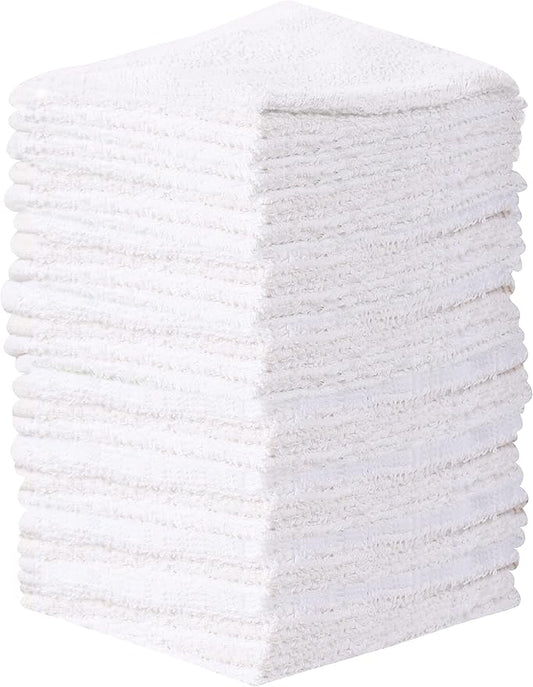 Towel and Linen Mart 100% Cotton - 24 PK Wash Cloth Set - White Color Flannel Face Cloths, Highly Absorbent and Soft Feel Fingertip Towels (White, Pack of 24)