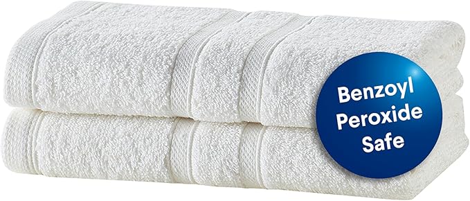 CLOROX Bleach Friendly Towels, Quick Dry, 100% Cotton Hand Towels (16" x 26"), Highly Absorbent Soft Lightweight, Ideal for Everyday Use, Easy to Wash (2 Pack, White)