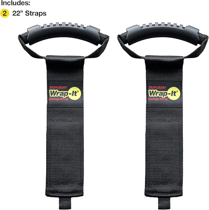 Easy-Carry Wrap-It Storage Straps - 22” (2-Pack) – Heavy-Duty Hook and Loop Cord Carrying Strap, Hanger, and Organizer with Handle for Pool Hoses, Garden Hoses, Cords, Cables and More