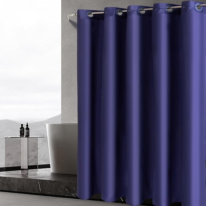 Furlinic Navy Blue Shower Curtain Liner Fabric Waterproof Shower Stall Curtains with Weighted Bottom for Bathroom RV Hotel,36x72 Inch.