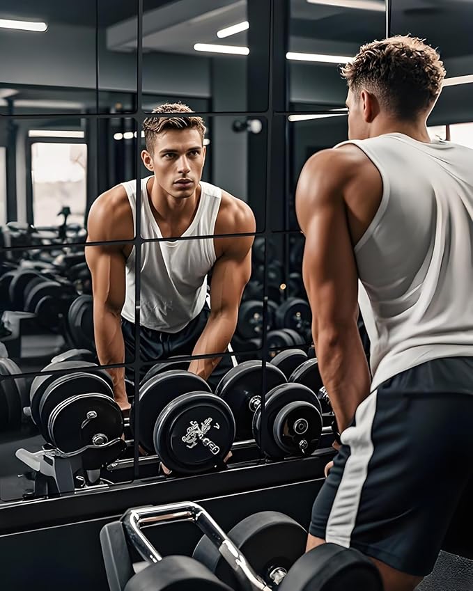 12" x 12" 12Pcs Full Length Wall Mirror Tiles, Frameless Wall Mounted Mirror Glass Wall Mirror for Home Gym, Door, Bedroom, Living Room