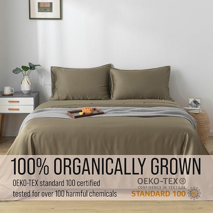 Bella Coterie Luxury Bamboo Viscose Queen Size Sheet Set | 100% Organically Grown | Ultra Soft | Cooling for Hot Sleepers | 18" Deep Pocket [Olive]