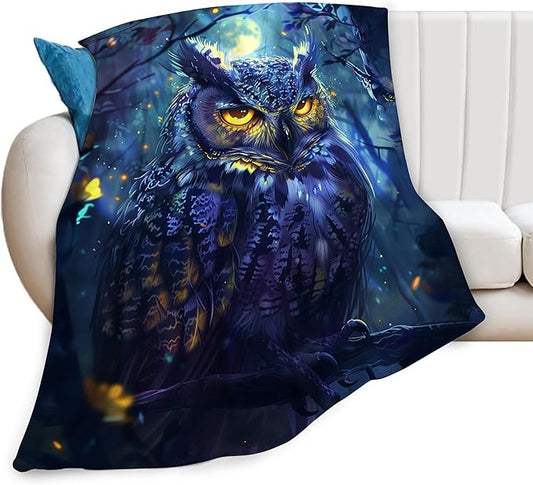 Fantasy Owl Throw Blanket - Gifts and Decor for Girls, Boys, Women, Men, Kids, Adults - Soft Warm Cozy Fleece for Couch, Sofa, Bed 80"x60"