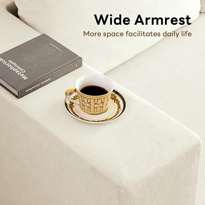 Vamcheer Modular Sectional Sofa with Chaise, Modern L Shaped Cloud Couch with Deep Seat, Sectional Couches for Living Room, Bedroom, Office, No Assembly Required, Cream