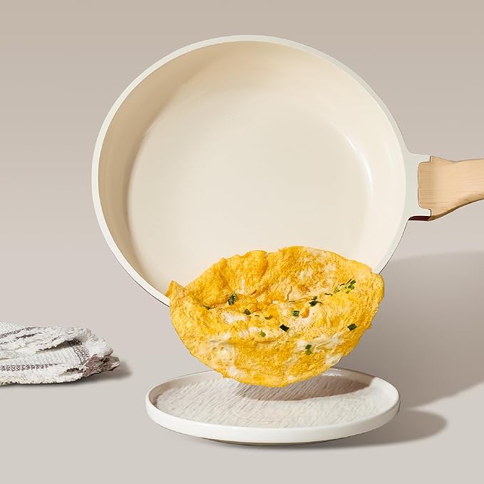 CAROTE 14 Pcs Ceramic Cookware Set, Pots and Pans Set Non Stick with Ceramic Coating, Induction Kitchen Sets, Red