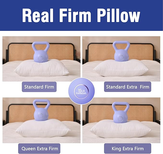 Shatex Extra Firm Pillow Standard Size 26 x 20 inch, Bed Pillow with Adjustable Insert Provides Stronger Support - for Back, Stomach & Side Sleepers,Super Firm