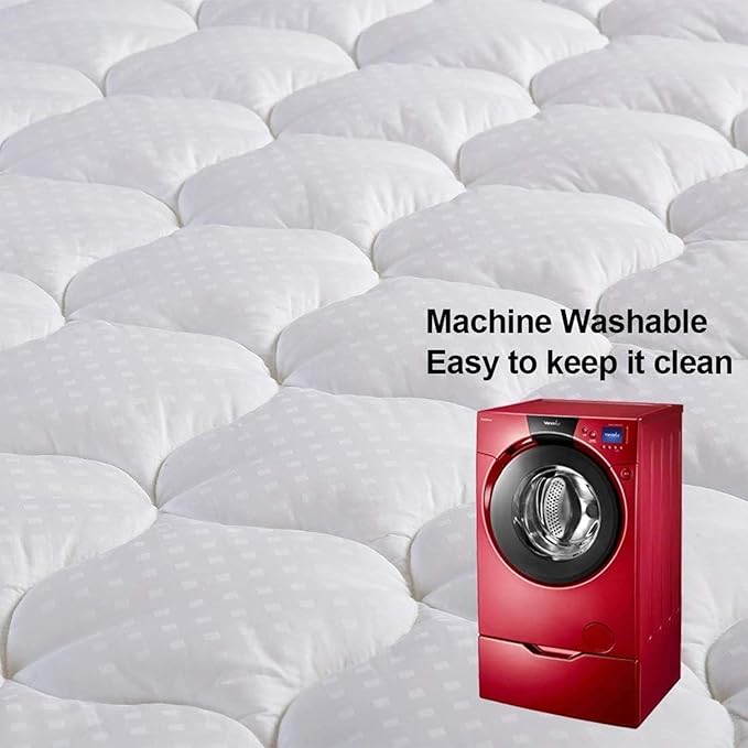 LEISURE TOWN Twin Mattress Pad Fitted Quilted Cotton Mattress Cover Cooling Soft Pillow Top Mattress Topper with Down Alternative Filling Mattress Protector with 8-21 Deep Pocket (39x75 White)