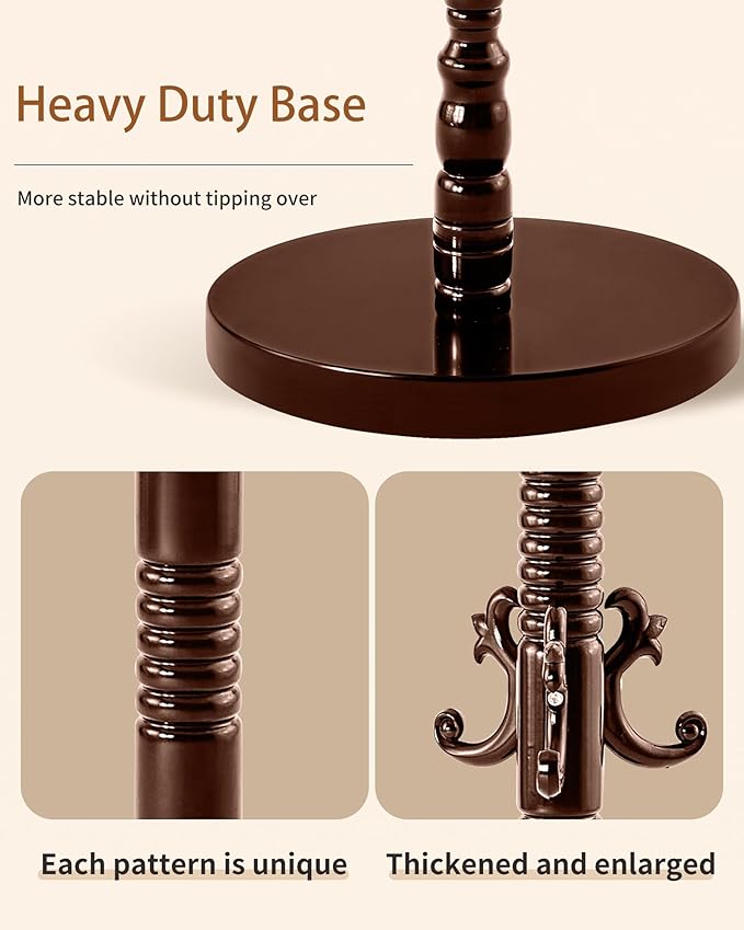 Wooden Coat Rack Freestanding, Solid Wood Coat Rack Stand with 14 Hooks, Vintage Heavy Duty Standing Coat, Sturdy Jacket Hanger Tree Stand for Corner, Office, Entryway