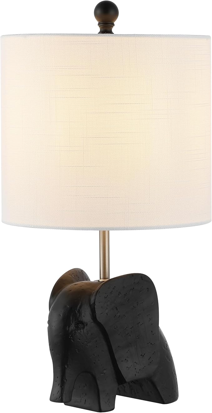 JONATHAN Y JYL1143A Koda 17.5" Eclectic Southwestern Resin/Iron Elephant LED Table Lamp Global, Transitional, Rustic, Office, Living Room, Dining Room, Bedroom, Hallway, Foyer, Black