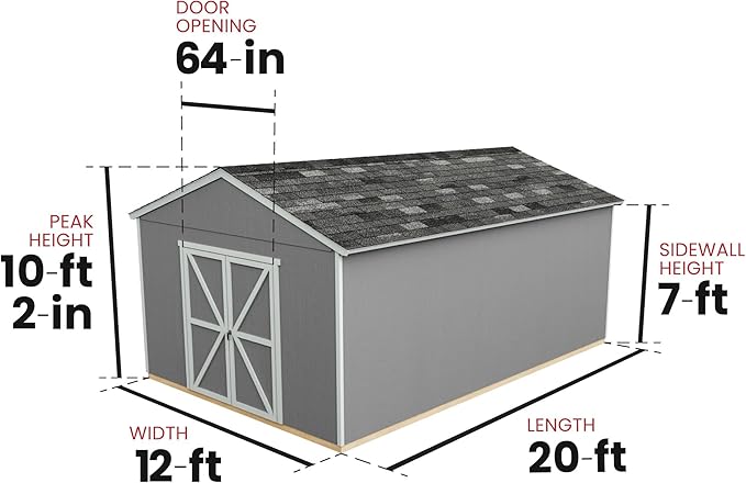 Handy Home Products Astoria 12x20 Do-It-Yourself Wooden Storage Shed- Does not Include Floor kit, Paint, or Roofing Shingles
