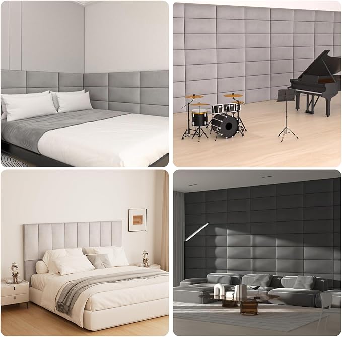Upholstered Wall Mounted Headboard, 3D Soundproof Wall Panels Peel and Stick Headboard for Queen Size, Headboard for Adjustable Bed, Tufted Headboard, Ivory White(9 Panels, 10" x 24")