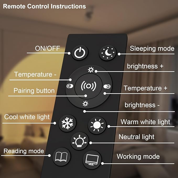 Floor Lamp 3 LED Lights Simple Design Tall Standing Rotatable Dimmable Lighting with Magnetic Remote Control for Bedroom Reading Room Office 5 Color Temperatures 6500K 63"