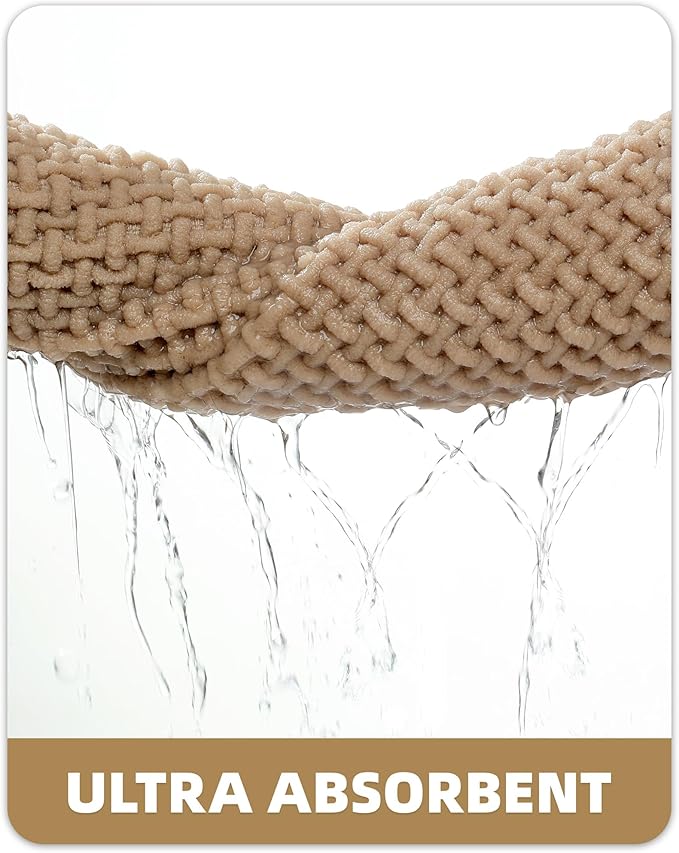 Color&Geometry Ultra Soft Chenille Bathroom Rugs Non Slip Rubber Backing, Machine Washable, Super Absorbent Floor Mat for Bathroom, Bathtub, Quick Dry Beige Bath Mat, Long Bath Runner,17"x47"