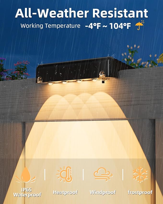 VOLISUN Solar Deck Lights 20 Pack, Warm White Glow LED Large Size Lamp, IP65 Waterproof Step Lights Outdoor for Deck, Step, Fence, Railing, Wall and Stairs (Black)