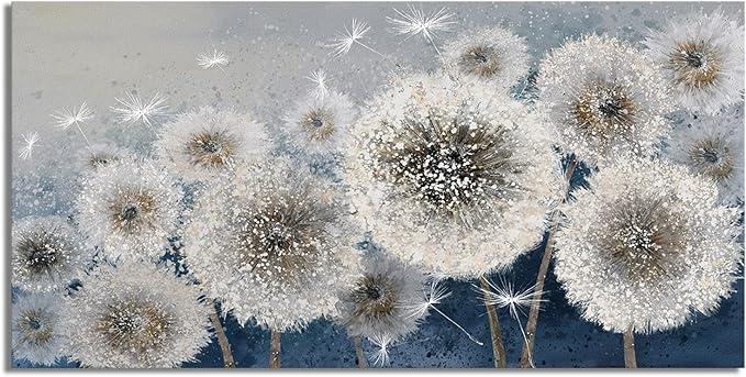 Pogusmavi Wall Decor Living Room - Wall-Art for Living Room, Canvas Art/Pictures for Bedroom | Blue Dandelion 24x48 inches Large Wall Art