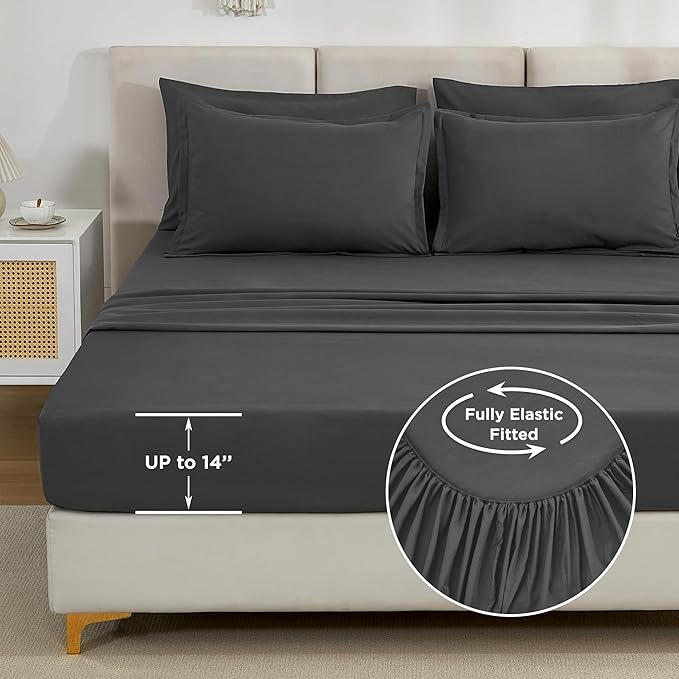 Litanika Twin/Twin XL Size Comforter Sets Grey Dark Grey - 5 Pieces Bed in a Bag Twin/Twin XL Bedding Comforter Sets, Solid Lightweight Bed Set with Comforter, Sheets, Pillowcase & Sham