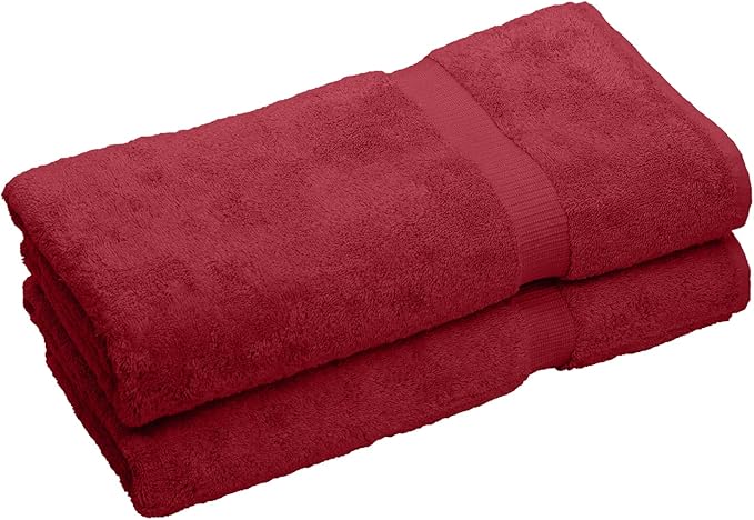 Luxury Hotel & Spa Collection Highly Absorbent, Quick Dry 100% Turkish Cotton 700 GSM, Eco Friendly Towel, for Bathroom Oversize Dobby Border Bath Towels 35 X 70 (Bath Sheet Towel Set of Cranberry)
