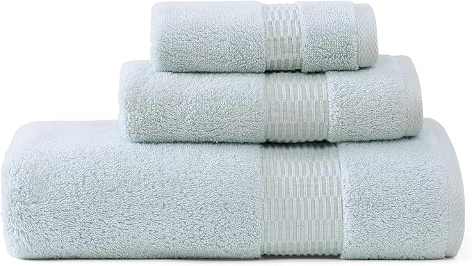 Tommy Bahama - Bath Towels Set, Soft & Highly Absorbent Cotton, Low Linting & Fade Resistant Bathroom Essentials (Long Branch Blue, 3-Piece)