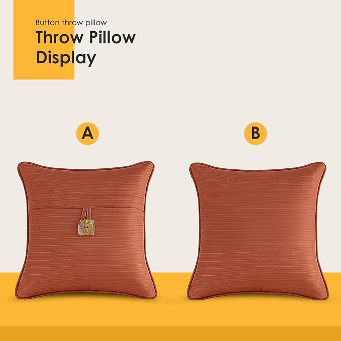 Outdoor Decorative Pillows with Coconut Button Pack of 4, 18" x 18" Outdoor Pillow Set for Couch Bed Throw Patio Sofa, Coral Red