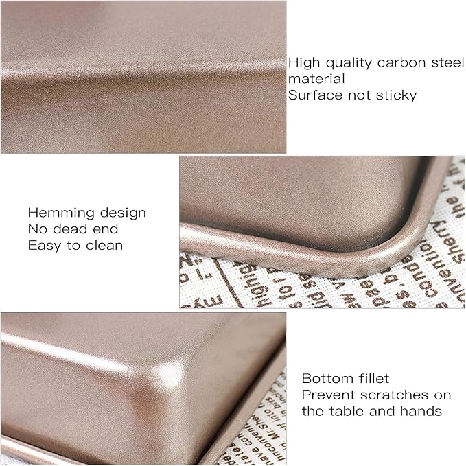 2 Pack 11 Inch Baking Sheet Pans, Deep Size Baking Pan Nonstick Cookie Sheet Brownie Cake Pan Bread Pan Toaster Oven Tray Bakeware, 11x9x2 Inches, Easy Clean & Food Safe (11 x 9 x 2")