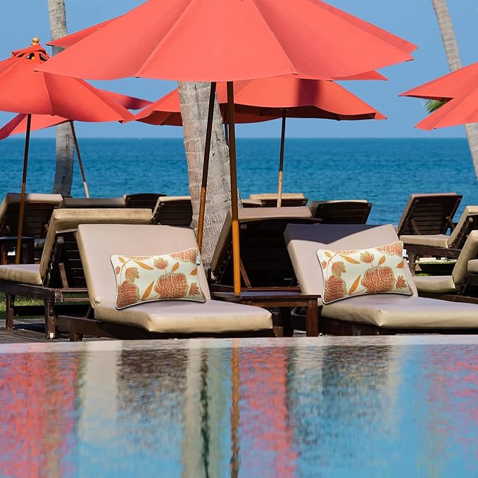 JMGBird Outdoor Lumbar Pillows Set of 2 Outdoor Decorative Pillows with Insert Included 12×20 Inch Outdoor Pillows for Patio Furniture