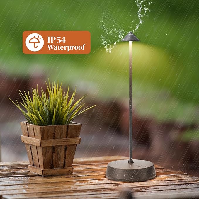 Cordless Table Lamp Rechargeable, Battery Operated 6000mAh Desk Lamp Touch Dimmable Lamp Outdoor Waterproof Portable Wireless Table Light for Dining Restaurant Bar/Outdoor (Gray)