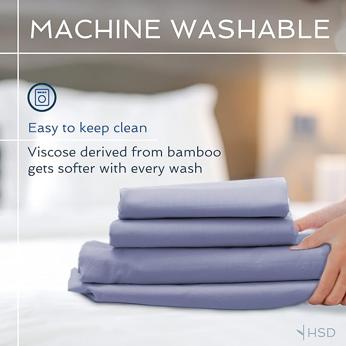 Hotel Sheets Direct 4 Piece Bed Sheet Set King Size, 100% Viscose Derived from Bamboo Sheets Set with 2 Pillowcases, Cooling & Breathable Luxury Bedding, Moisture-Wicking & Silky Soft Texture, Sand
