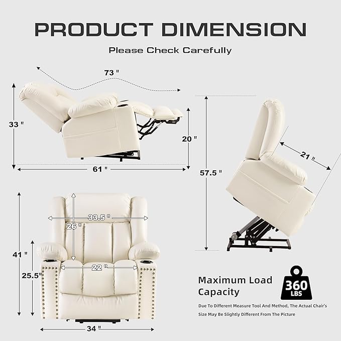Small Power Lift Chairs Recliners for Petite Elderly, 3 Position Lift Recliner Chair for Small Space, Heating and Massage, USB-A USB-C, Cup Holder, Side Pocket Beige