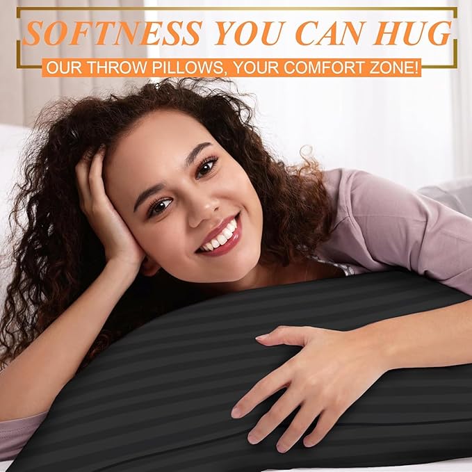 Pillows Insert 20x20 Set of 2 Soft and Supportive Decorative Throw Pillow for Couch and Bed,Indoor Square Pillow Stuffing for Living Room with Premium Original Down Alternative Filling,Black