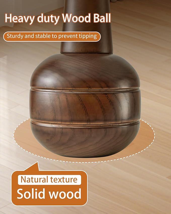 EZIVIEZ Wooden Coat Rack Stand, Solid Wood Freestanding Coat Rack with 11 Hooks, Creative Design Tree Branch-look Coat Racks,Walnut Brown Standing Coat Hanger Jacket Tree Stand for Office, Entryway