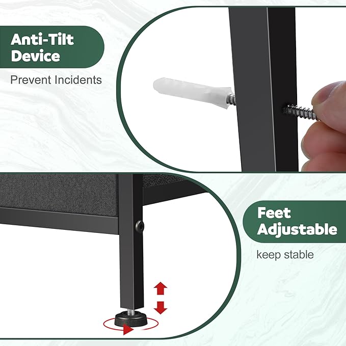 Dresser for Bedroom with 9 Drawers, Chest of Drawers, Storage Drawers Organizer Unit, Black Wide Fabric Dresser with Fabric Bins for Closet, Living Room, Entryway (Charcoal Black)