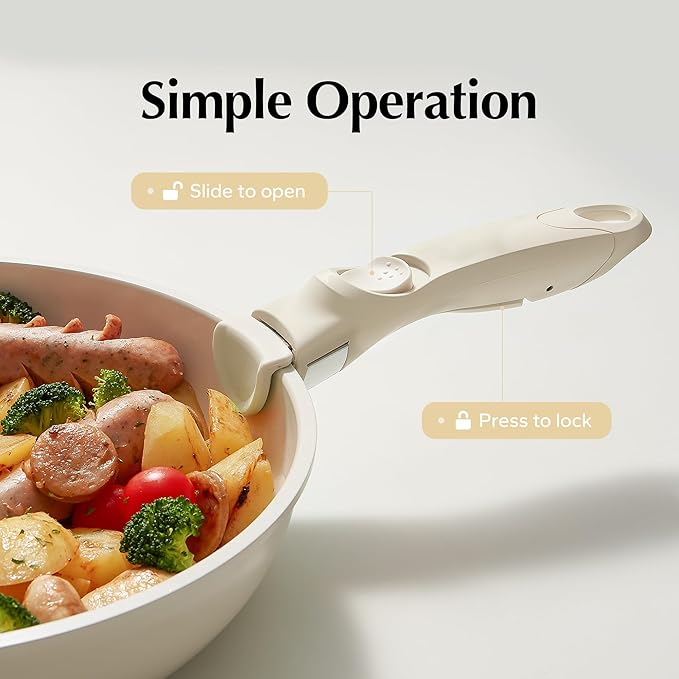 Redchef Removable Handle White - Detachable Handle Cookware Replacement, Universal Cookware Handle, Ideal Replacement for All Cookware