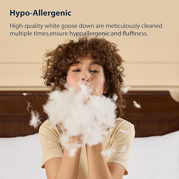 Pacific Coast Bed Pillow, Luxury Hotel Collection White Goose Down Pillow for Sleeping, 700 Fill Power, 520 Thread Count, Soft, Standard Size