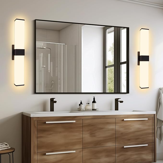 Kalium 24in Modern Wall Sconces, Dimmable Bathroom Vanity Lights, 3000K Warm White LED Indoor Sconces Lighting for Bathroom, Stairs, Living Room, Bedroom. Hardwired.