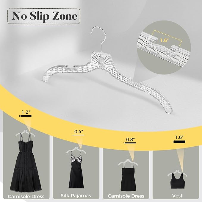 HOUSE DAY Clear Plastic Hangers 25 Pack, Durable Crystal Hangers for Clothes, Light Weight Plastic Dress Hanger for Women, Versatile 16.7‘’ Hanger for Closet and Retail Use, with 360° Swivel Hook
