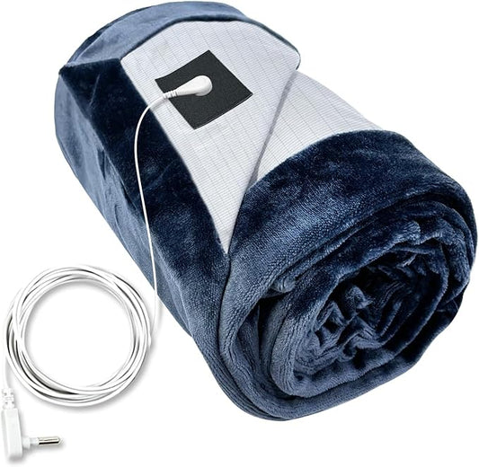 STARLENGET Grounding Blanket for for Bed Sleeping Therapy, Pain Relief,Imrpoving Sleep. Grounded Throw Kit, Conductive Silver Fiber Blanket. Grounding Cord Included 80 x 55 Inch Throw