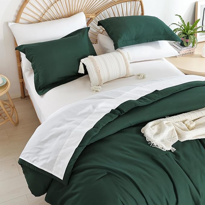 weigelia Emerald Green Comforter Set 7 Pieces Queen Comforter Set Bed in a Bag Queen Size Bedding Set with Sheets for All Season