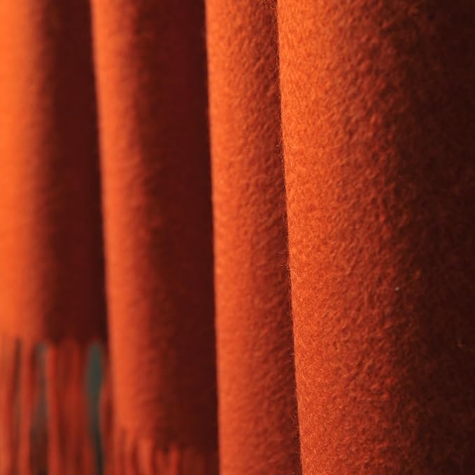 CUDDLE DREAMS Premium Cashmere Throw Blanket with Fringe, Luxuriously Soft (Persimmon)