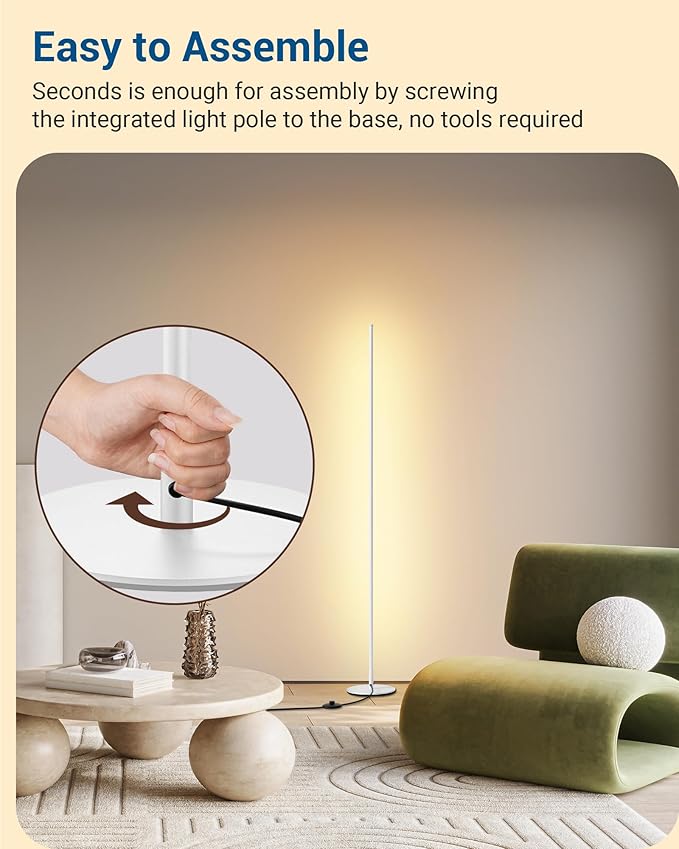 DEWENWILS Floor Lamps for Living Room, Set of 2 LED Corner Light Works with Foot Switch, 1100 LM Dimmable Floor Lamp with 3000K Warm White, 57.5" Standing Lamp for Living Room, Bedroom, Office (White)