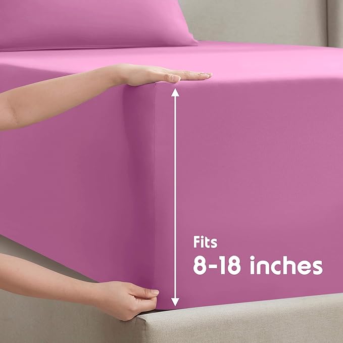 Nestl Split King Sheet Set - 1800 Ultra-Soft Microfiber Bed Sheets - Double Brushed - Deep Pockets - Easy Fit - 5 Piece Set - Bed Sheets & Pillowcases (Split King Size, Light Pink)