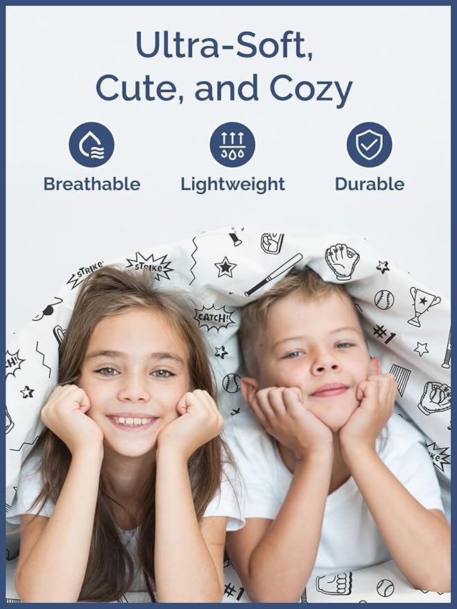 Kids Baseball Full 4 Piece Sheet Set - Boys, Girls, Teens, Toddler - Easy Fit Deep Pockets - Breathable, Hotel Quality Bedding Sheets - Machine Washable - Wrinkle Free - Cute, Cozy, Soft - CGK Linens