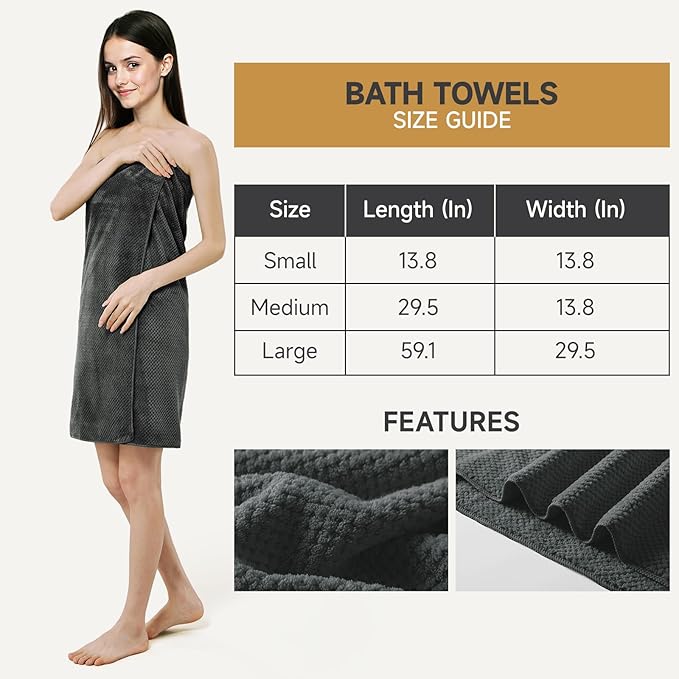 Soft 6 Piece Bath Towels Set, 2 Oversized Large Bath Towel Sheet, 2 Handtowels, 2 Washcloths - Luxury, Highly Absorbent, Quick Dry Bathtowel Collection Lightweight for Bathroom, Hotel & Spa, Dark Grey